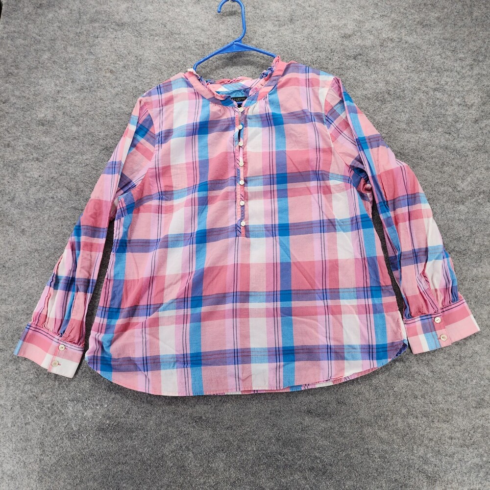 Talbots Shirt Womens XL Petite Long Sleeve Pink Plaid